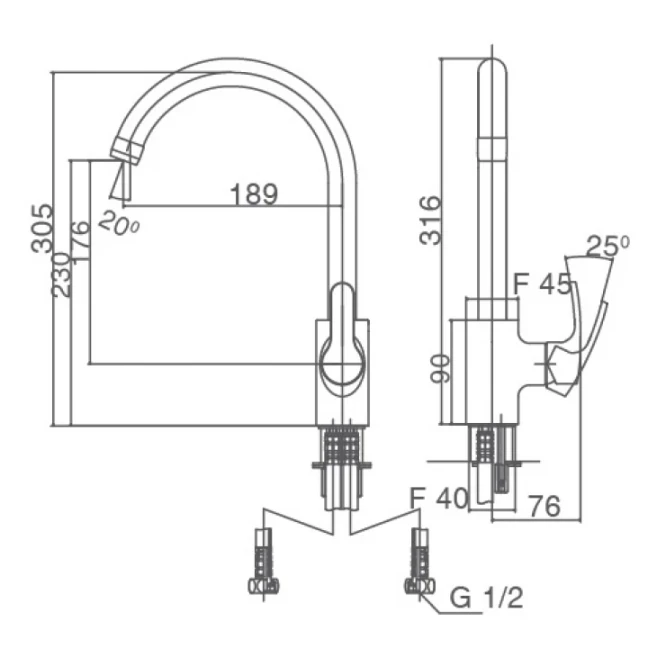 Vòi Rửa Chén SFV-802S Nóng Lạnh